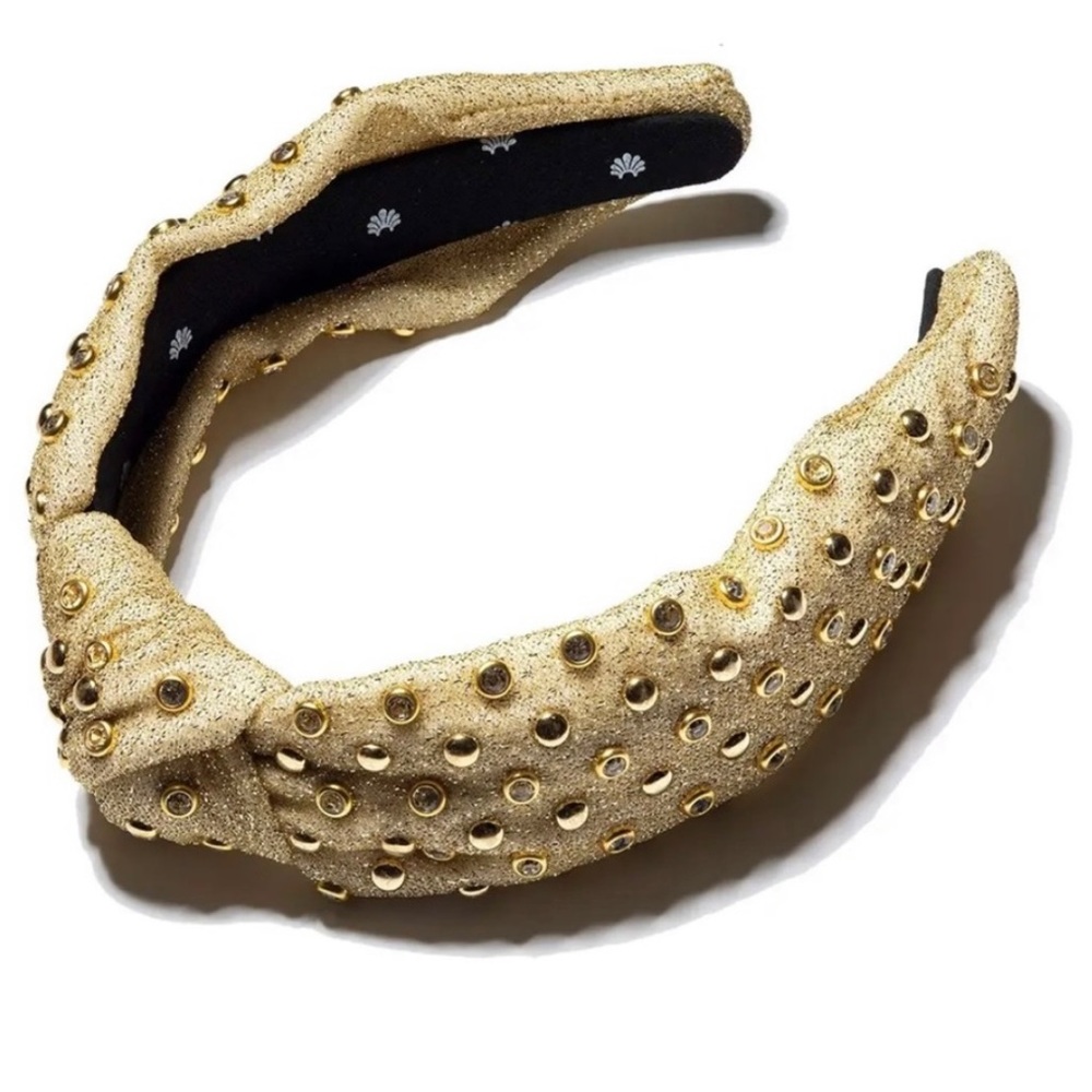 Lele Sadoughi Gold Studded and Jeweled Knotted Headband